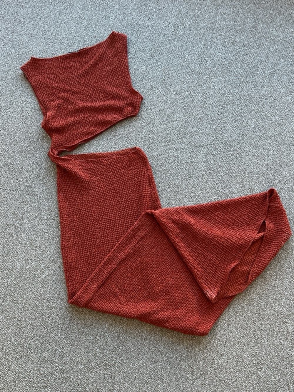 Zara Waffle Knit Rust Red Sweater
